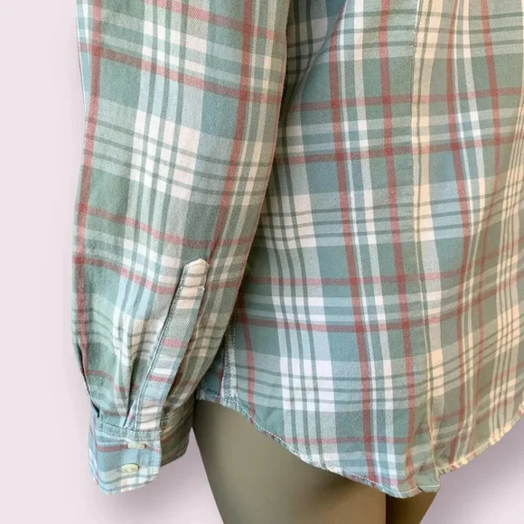 J. Crew Perfect Shirt Western Plaid Button Up Long Sleeves Size S Green Cotton - Picture 9 of 15
